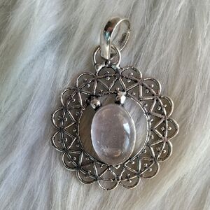 Amazing Clear Quartz Silver Plated Gemstone Necklace Pendant